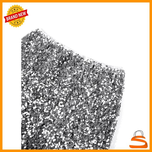 Sequin Midi Skirt High Waisted Sparkly Party Wear Y2K Retro Disco Style - Picture 4 of 6